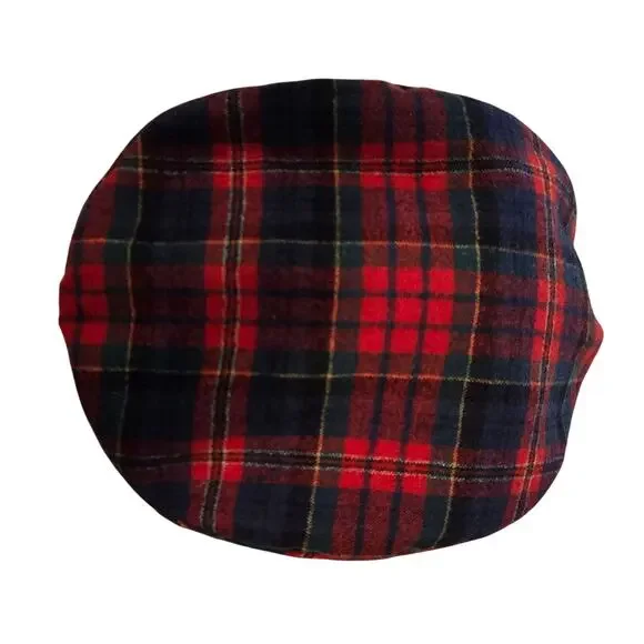Vintage Pendleton Red Tartan Plaid Newsboy Hat L Prepcore Ivy League Wool Cap - Picture 5 of 9
